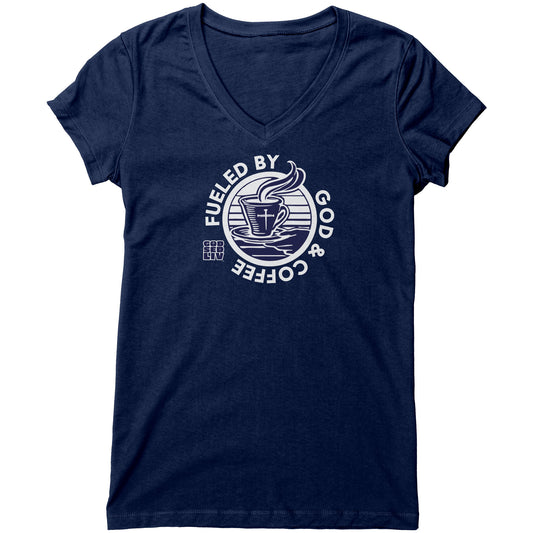 Fueled by God & Coffee Women's V-Neck Tee